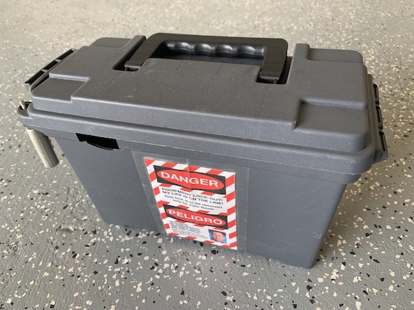 Lockout box to hold RV power plug
